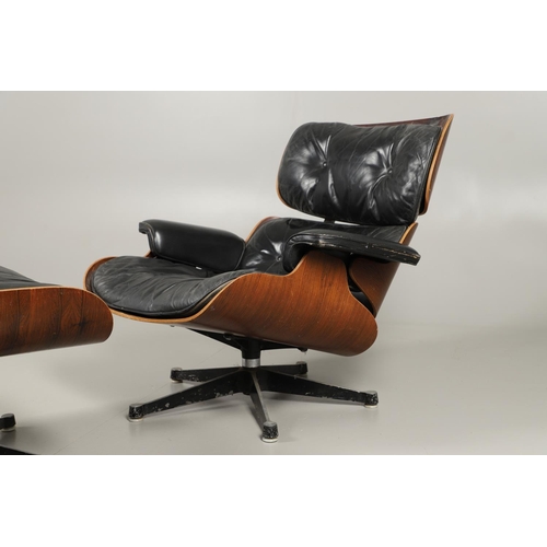 600 - CHARLES & RAY EAMES - VINTAGE DESIGNER LOUNGE CHAIR & OTTOMAN. Model Numbers 670 and 671, the wooden... 