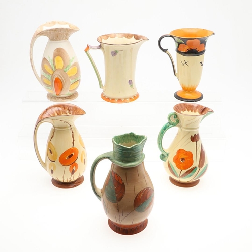 614 - COLLECTION OF MYOTT ART DECO JUGS. Six various Myott Art Deco jugs, including model numbers BG1 (21c... 