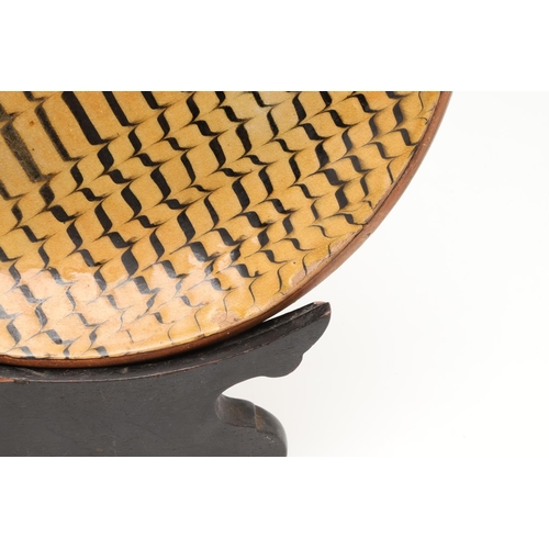 623 - EARLY ST IVES SLIPWARE DISH - STUDIO POTTERY. An early St Ives slipware pottery dish possibly by Ber... 