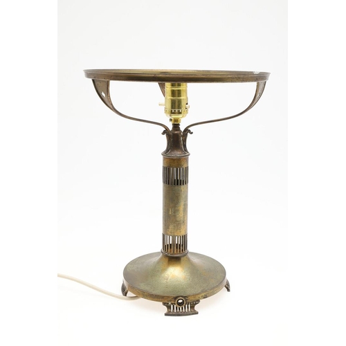 627 - ART NOUVEAU STYLE GLASS TABLE LAMP. Possibly French, the table lamp with a large glass shade designe... 