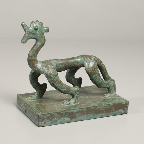 629 - DOMANSKI - BRONZE SCULPTURE 'DRAGON'. Probably by Wieslaw Domanski (B 1957), a bronze verdigris figu... 