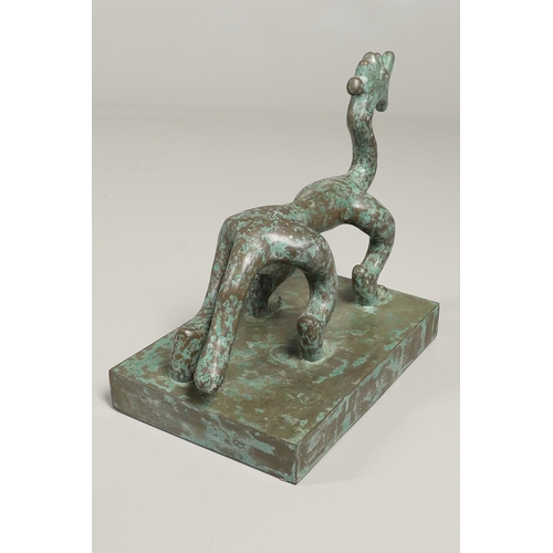 629 - DOMANSKI - BRONZE SCULPTURE 'DRAGON'. Probably by Wieslaw Domanski (B 1957), a bronze verdigris figu... 