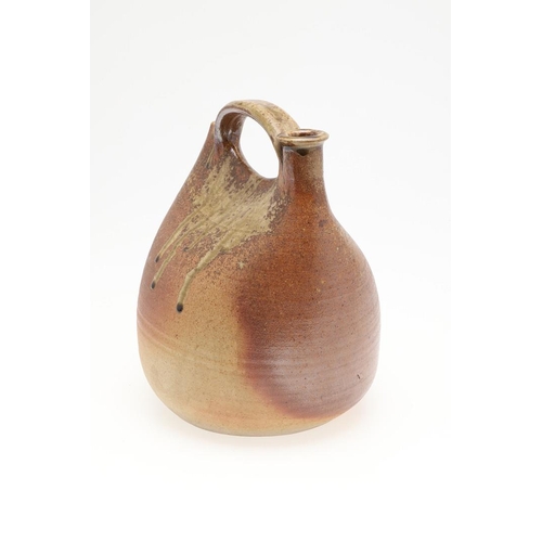 648 - JOHN LEACH FOR MUCHELNEY - STUDIO POTTERY CIDER FLAGON. (d) A large sack form stoneware pottery flag... 