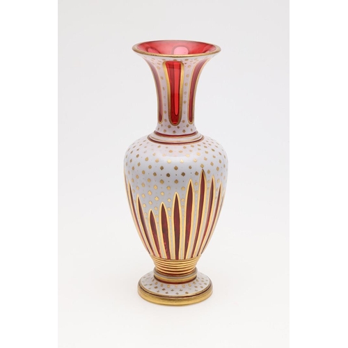 670 - BOHEMIAN GLASS DECANTER & VASE, 19THC DATED RUMMER & OTHER ITEMS. Including a bohemian ruby flash an... 