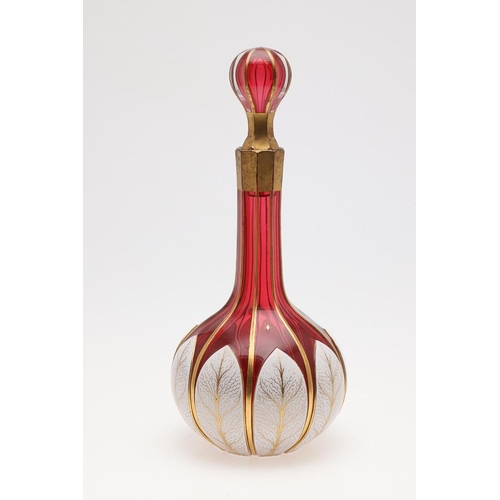 670 - BOHEMIAN GLASS DECANTER & VASE, 19THC DATED RUMMER & OTHER ITEMS. Including a bohemian ruby flash an... 