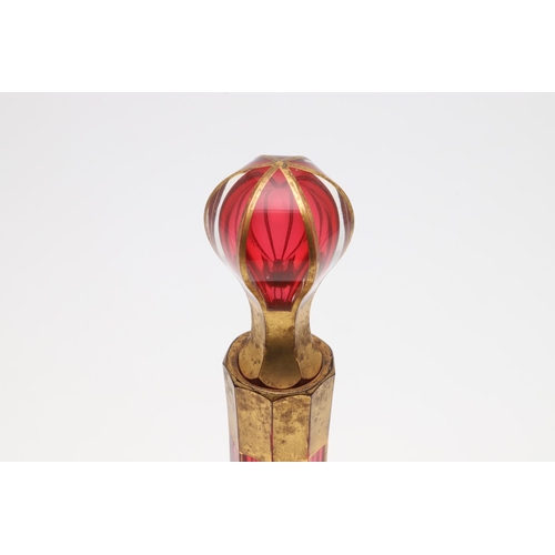 670 - BOHEMIAN GLASS DECANTER & VASE, 19THC DATED RUMMER & OTHER ITEMS. Including a bohemian ruby flash an... 