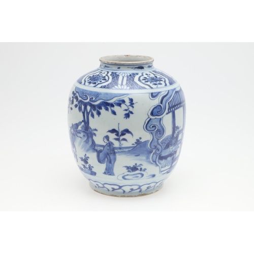 740 - CHINESE BLUE AND WHITE PORCELAIN VASE - MING DYNASTY. Late 17thc Ming Dynasty, the vase of bulbous f... 