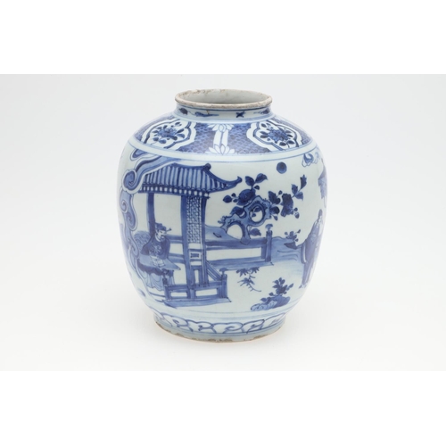 740 - CHINESE BLUE AND WHITE PORCELAIN VASE - MING DYNASTY. Late 17thc Ming Dynasty, the vase of bulbous f... 