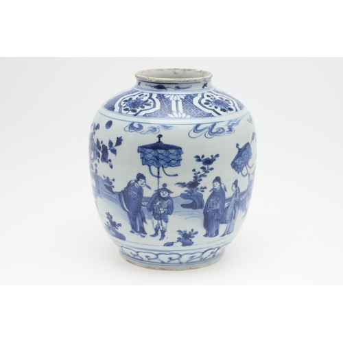 740 - CHINESE BLUE AND WHITE PORCELAIN VASE - MING DYNASTY. Late 17thc Ming Dynasty, the vase of bulbous f... 