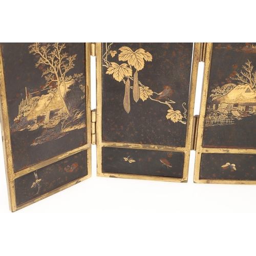 750 - JAPANESE KOMAI BRONZE MINIATURE FOLDING SCREEN & CHINESE ITEMS. A miniature bronze four fold screen,... 