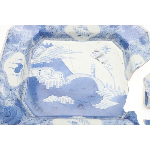 752 - JAPANESE BLUE & WHITE PORCELAIN DISH - MEIJI. Meiji period, the dish of basically rectangular form w... 