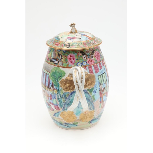 755 - LARGE 19THC CHINESE CANTONESE BASIN & LIDDED JUG. 19thc, a large Cantonese basin painted to the inte... 