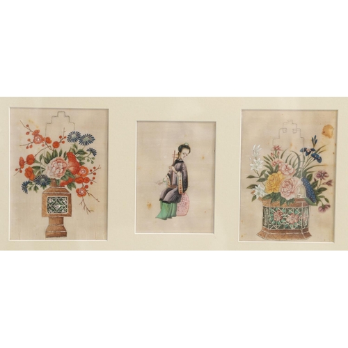 758 - CHINESE FRAMED PITH PAINTINGS. A collection of nine Chinese rice paper paintings, with depictions of... 