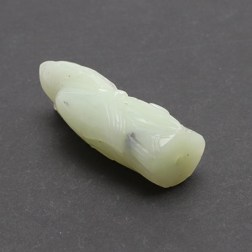 759 - CHINESE JADE FIGURE - SAGE. A miniature carved pale green jade figure of a Sage, with a pierced hole... 