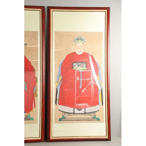 764 - LARGE CHINESE 19THC ANCESTOR PORTRAITS. 19thc Chinese School, a pair of unusually large ancestor por... 