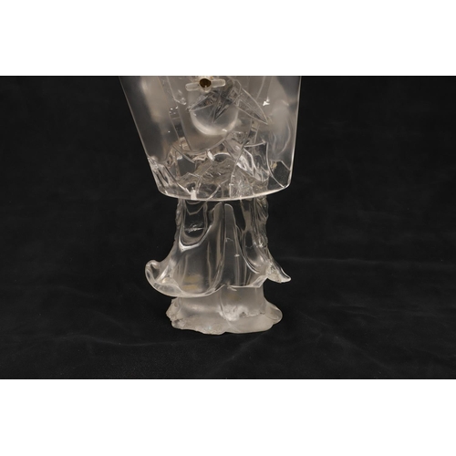 768 - CHINESE ROCK CRYSTAL CARVED FIGURE - GUANYIN. Late 19thc/early 20thc, a large carved rock crystal fi... 