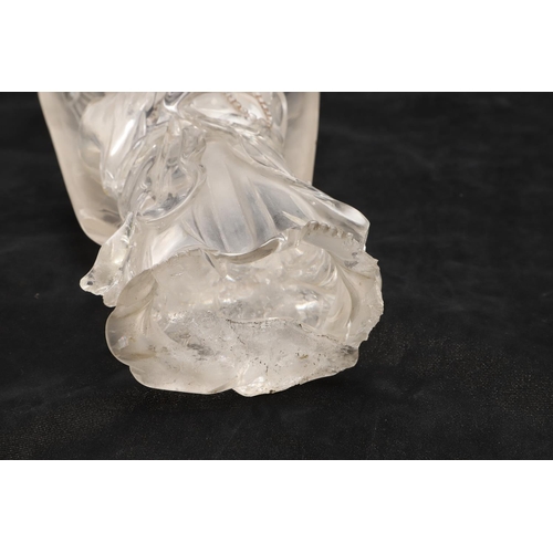 768 - CHINESE ROCK CRYSTAL CARVED FIGURE - GUANYIN. Late 19thc/early 20thc, a large carved rock crystal fi... 