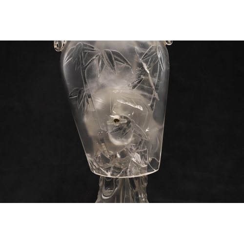 768 - CHINESE ROCK CRYSTAL CARVED FIGURE - GUANYIN. Late 19thc/early 20thc, a large carved rock crystal fi... 