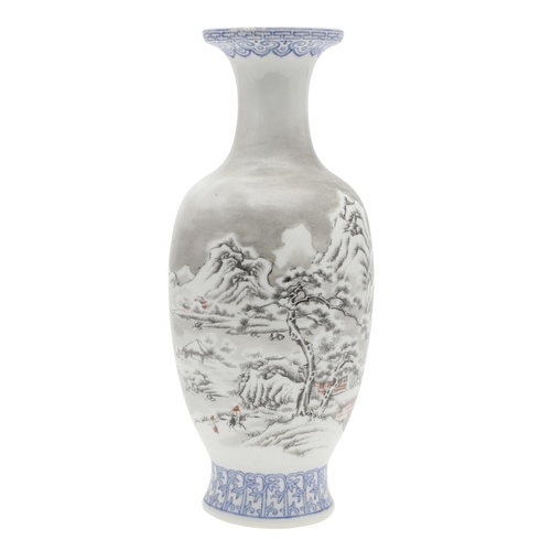 769 - CHINESE REPUBLIC PERIOD PORCELAIN VASE. A baluster form vase, painted with a winter landscape scene ... 