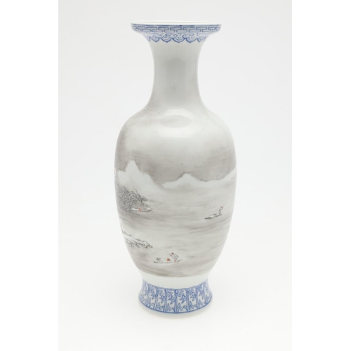 769 - CHINESE REPUBLIC PERIOD PORCELAIN VASE. A baluster form vase, painted with a winter landscape scene ... 