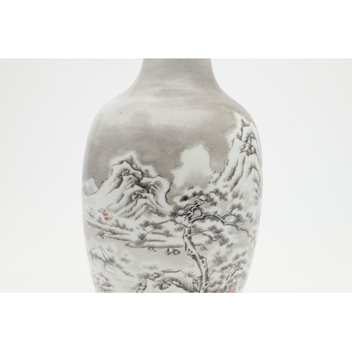 769 - CHINESE REPUBLIC PERIOD PORCELAIN VASE. A baluster form vase, painted with a winter landscape scene ... 