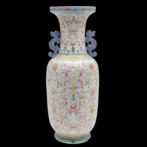 774 - LARGE 19THC CHINESE FAMILLE ROSE VASE. A large famille rose baluster shaped vase, Qing Dynasty and 1... 