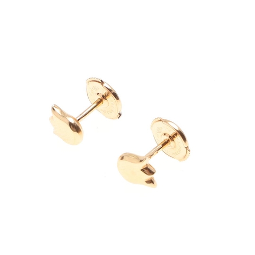 1006 - A PAIR OF 18CT GOLD TULIP STUD EARRINGS BY CARTIER. signed Cartier to the reverse and numbered FC 43... 