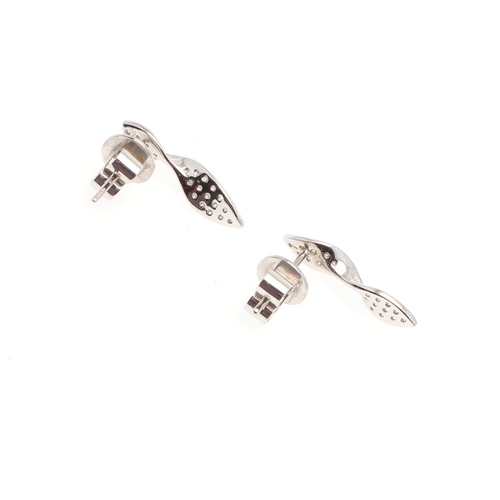 1032 - A PAIR OF DIAMOND EARRINGS. each earring set with circular-cut diamonds, in white gold, 2.0cm long, ... 