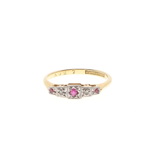 777 - A QUANTITY OF JEWELLERY. including a ruby and diamond five stone ring, set in 18ct gold and platinum... 