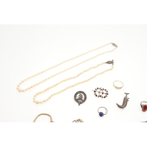 782 - A QUANTITY OF JEWELLERY. including two single row graduated cultured pearl necklaces, a lady's 9ct g... 