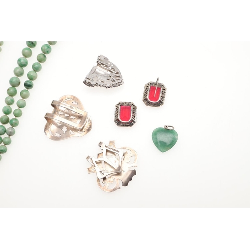 783 - A QUANTITY OF JEWELLERY. including a single row graduated jade bead necklace, a pair of seed pearl a... 