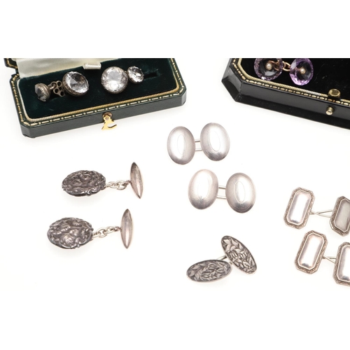 788 - A QUANTITY OF JEWELLERY. including six pairs of silver cufflinks, an Indian gold and enamel brooch, ... 