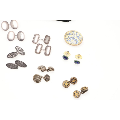 788 - A QUANTITY OF JEWELLERY. including six pairs of silver cufflinks, an Indian gold and enamel brooch, ... 