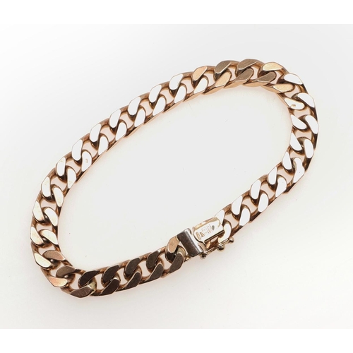 810 - A 9CT GOLD FLAT CURB LINK BRACELET. with concealed clasp, 20cm long, 32.3 grams.