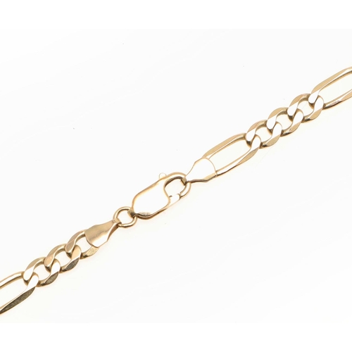 815 - A 9CT GOLD FLAT CURB LINK NECKLACE. formed with long and short links, 60cm long, 21.4 grams.