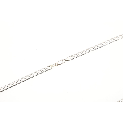 816 - A 9CT WHITE GOLD FLAT CURB LINK NECKLACE. 59cm long, 18.5 grams.