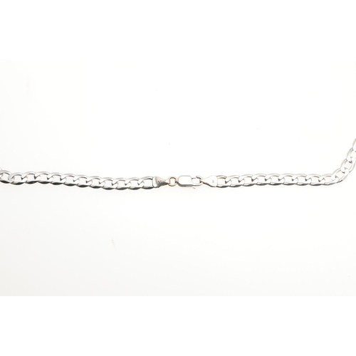 816 - A 9CT WHITE GOLD FLAT CURB LINK NECKLACE. 59cm long, 18.5 grams.