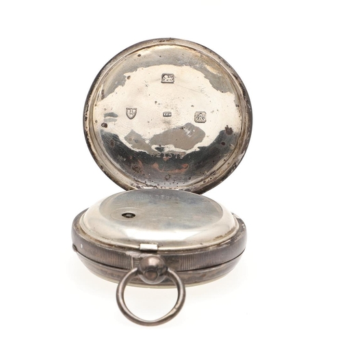 860 - A 14CT GOLD HALF HUNTING CASED POCKET WATCH. the white enamel dial with Roman numerals, pink and blu... 