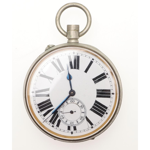 861 - A SILVER CENTRE SECONDS CHRONOGRAPH OPEN FACED POCKET WATCH. the white enamel  dial with Roman numer... 