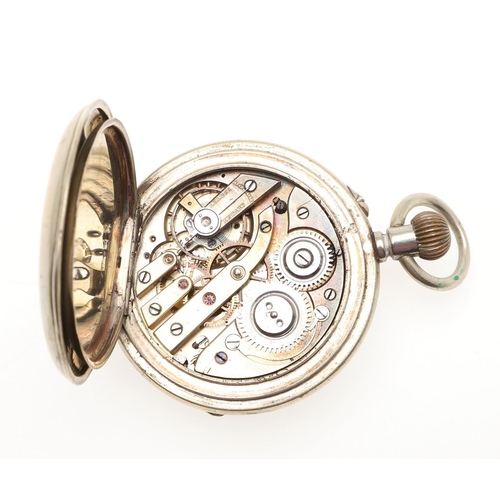 862 - A NICKEL OPEN FACED MOON PHASE CALENDAR POCKET WATCH. the white enamel dial with Roman numerals and ... 