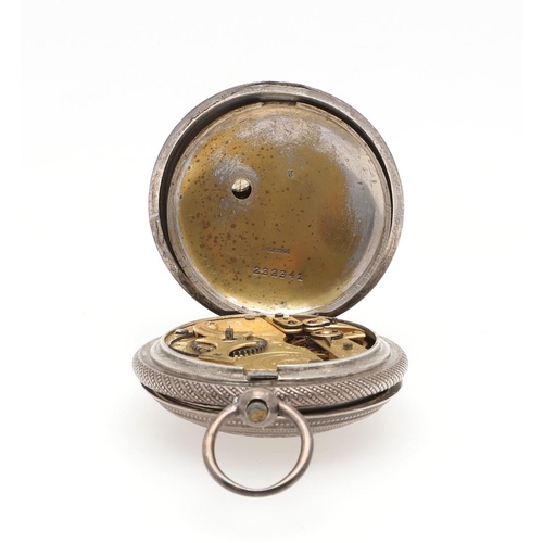 862 - A NICKEL OPEN FACED MOON PHASE CALENDAR POCKET WATCH. the white enamel dial with Roman numerals and ... 