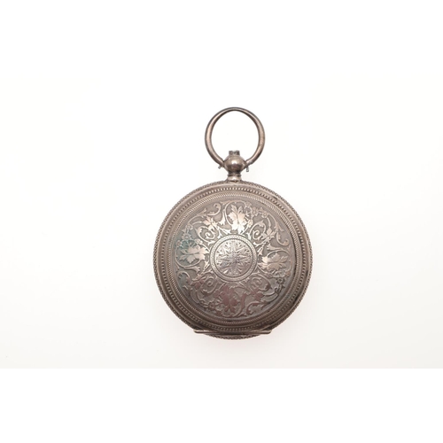 862 - A NICKEL OPEN FACED MOON PHASE CALENDAR POCKET WATCH. the white enamel dial with Roman numerals and ... 