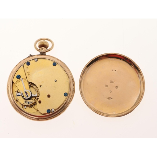 865 - A 9CT GOLD OPEN FACED POCKET WATCH BY DANIEL DEBOIS, LONDON. the signed white enamel dial with Arabi... 