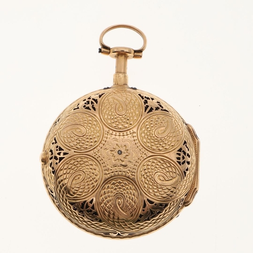 879 - AN 18TH CENTURY CONTINENTAL QUARTER REPEATING GOLD POCKET WATCH BY J. CHEVALIER, PARIS. the signed w... 