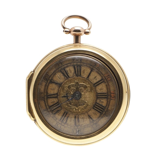 880 - AN 18TH CENTURY GOLD PAIR CASED POCKET WATCH. the gold engraved dial signed Viet, London, with Roman... 