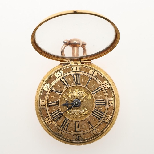 880 - AN 18TH CENTURY GOLD PAIR CASED POCKET WATCH. the gold engraved dial signed Viet, London, with Roman... 