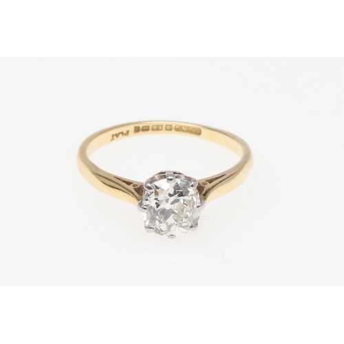 909 - A DIAMOND SOLITAIRE RING. mounted with a cushion-shaped diamond weighing approximately 1.02 carats, ... 