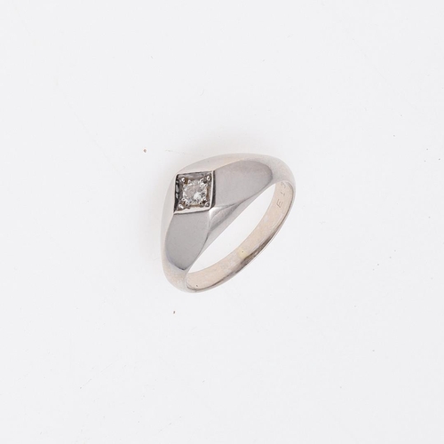 917 - A DIAMOND SOLITAIRE RING. mounted with a circular-cut diamond in 18ct white gold, 5.3 grams. Size O.