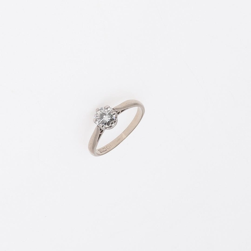 922 - A DIAMOND SOLITAIRE RING. mounted with a circular-cut diamond weighing approximately 0.50 carats, in... 