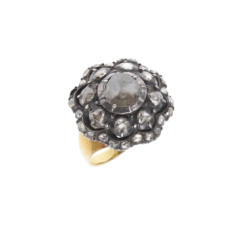 996 - A GEORGIAN DIAMOND CLUSTER RING. centred with a rose-cut diamond within a surround of rose-cut diamo... 